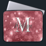 Rose Pink Bokeh Modern Monogram Sparkle Laptop Sleeve<br><div class="desc">This laptop sleeve case has a background of rose pink bokeh sparkle. Simple and contemporary. Complete it with a personalised monogram and name. Created by Simply Farmhouse Press.</div>