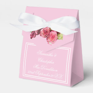 Rose pink border floral wedding favour box
