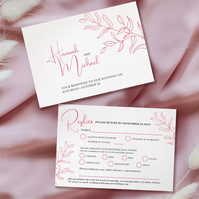 Rose pink branch meal option wedding event RSVP (Creator Uploaded)