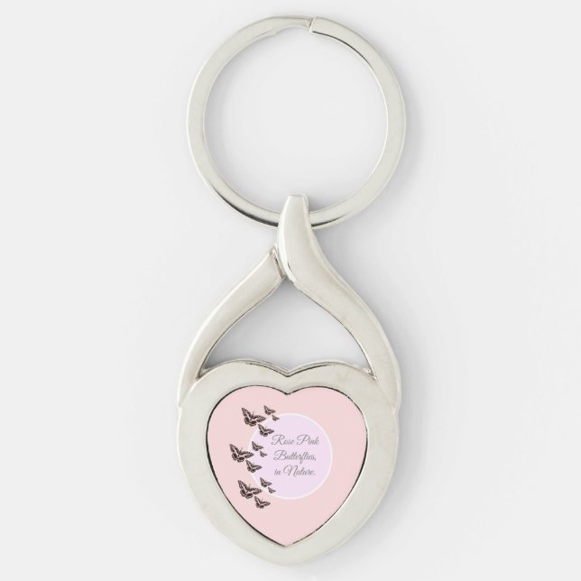 Rose pink butterflies key ring (Front)