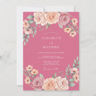 Rose Pink Charming Romantic Wedding Invitation