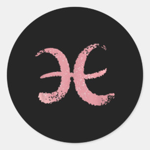Rose-pink Coloured Pisces Zodiac Astrology Sign  Classic Round Sticker