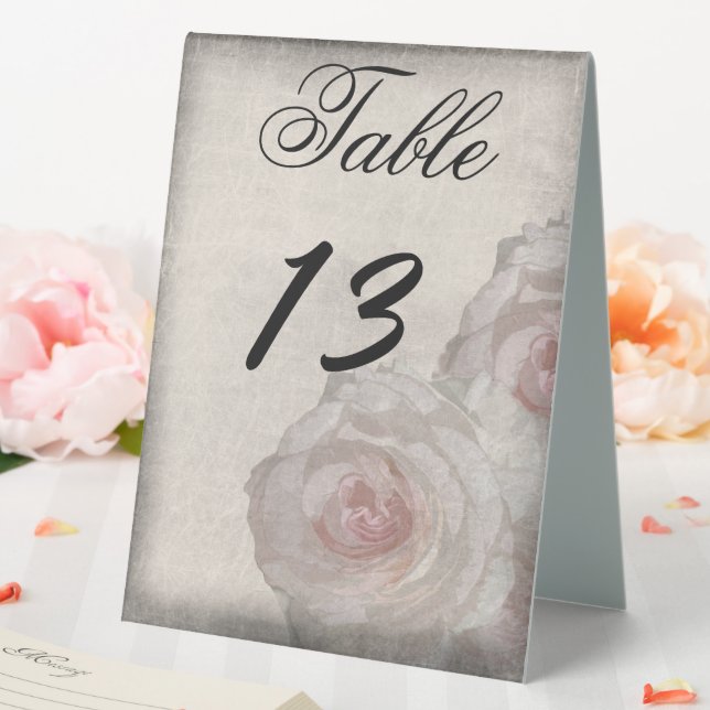 Rose Pink Cream Wedding Table Number Template Card (In SItu (Wedding))