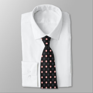 Rose Pink, dark gray and charcoal polka dot Tie