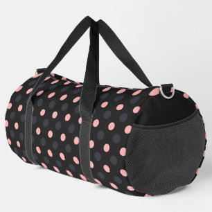 Rose Pink, dark grey and charcoal polka dot Duffle Bag