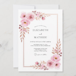 Rose Pink Dreamy Floral Wedding Invitation