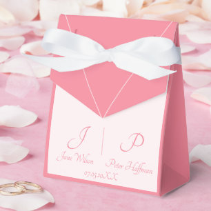 Rose Pink Elegant Bride & Groom Monogram Wedding Favour Box