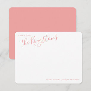 Rose Pink Family Name Script Note Card