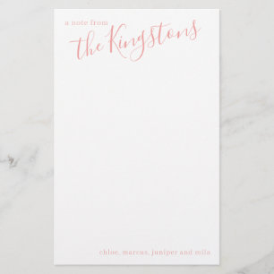 Rose Pink Family Name Script Stationery