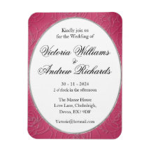 Rose Pink flexible Magnet Wedding Invitation.
