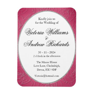 Rose Pink flexible Magnet Wedding Invitation.