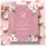 Rose Pink Floral 50th Budget Birthday Invitation<br><div class="desc">Looking for an affordable and charming invitation for your upcoming 50th birthday bash? Look no further than our rose pink floral paper invitation! With a lovely design featuring delicate blush pink flowers on a rose pink background and an elegant font, this customisable invitation is sure to set the perfect tone...</div>