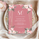 Rose Pink Floral 80th Budget Birthday Invitation<br><div class="desc">Looking for an affordable and charming invitation for your upcoming 80th birthday bash? Look no further than our rose pink floral paper invitation! With a lovely design featuring delicate blush pink flowers on a rose pink background and an elegant font, this customisable invitation is sure to set the perfect tone...</div>
