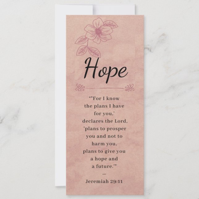 Rose Pink Floral Elegant Bible -Hope- Bookmark (Front)