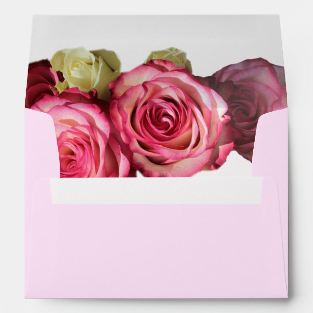 Rose pink floral wedding bouquet envelope (Back (Bottom))