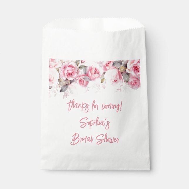 Rose Pink Flowers Floral Shower Favors Favour Bag (Front)