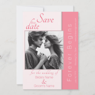Rose Pink Forever Begins Modern Save the Date Invitation