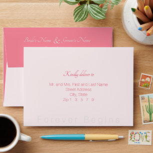 Rose Pink Forever Begins Simply Elegant Wedding  Envelope
