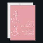 Rose Pink Girly Sweet Sixteen Script 16th Birthday Invitation<br><div class="desc">Modern sweet 16 invitations with a handwritten script font. Blush pink colour with white font.</div>