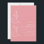 Rose Pink Girly Sweet Sixteen Script 16th Birthday Invitation<br><div class="desc">Modern sweet 16 invitations with a handwritten script font. Blush pink colour with white font.</div>