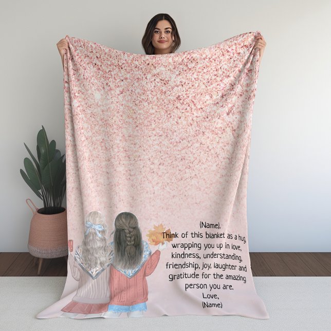 Rose Pink Glitter Effect Two Girls Letter Note Fleece Blanket (Rose Pink Glitter Effect Two Girls Letter Note Fleece Blanket)