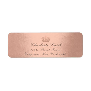 Rose Pink Glitter RSVP Crown Princess Bridal Blush Return Address Label