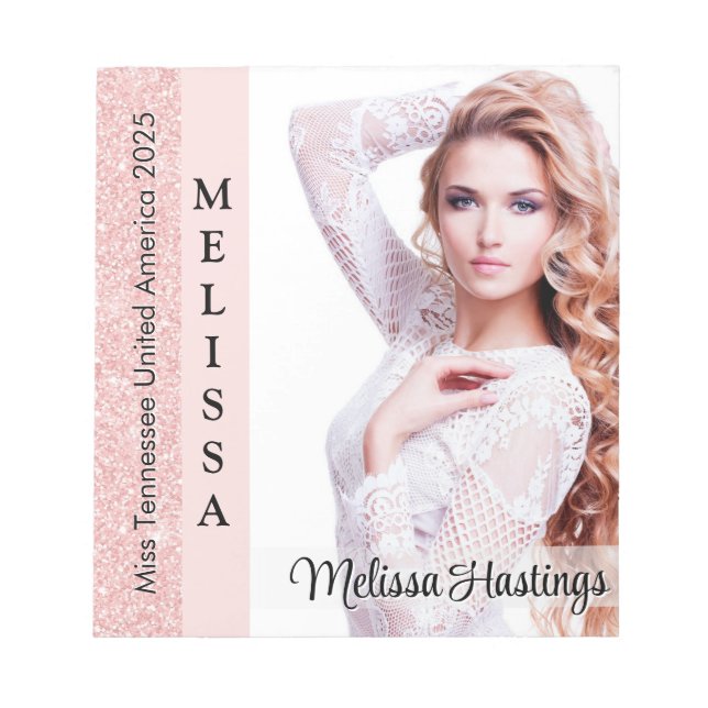 Rose Pink Glitz Pageant Autograph Small Notepad (Front)