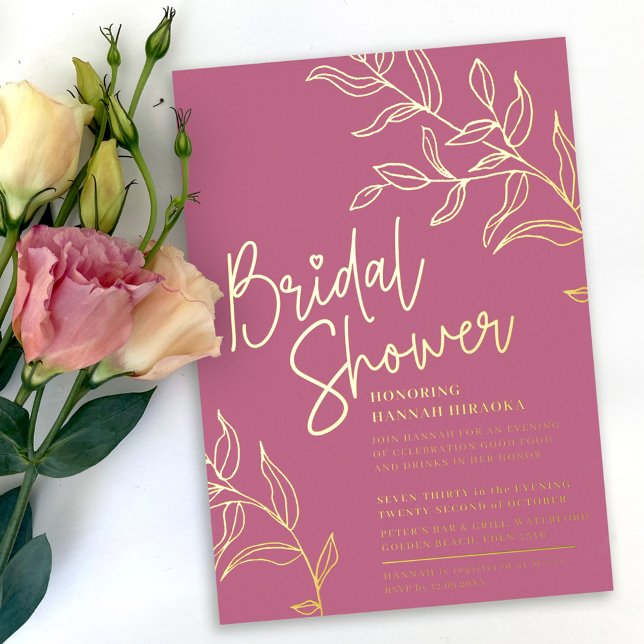 Rose pink gold branch of leaves bridal shower (Creator Uploaded)