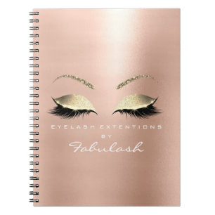 Rose Pink Gold Glitter Eyes Makeup Beauty White Notebook