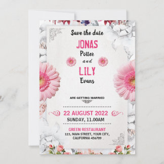 Rose Pink Gold Greenery Floral Wedding Invitation