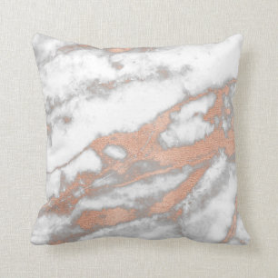 Rose Pink Gold Metallic Glitter Marble Grey Copper Cushion