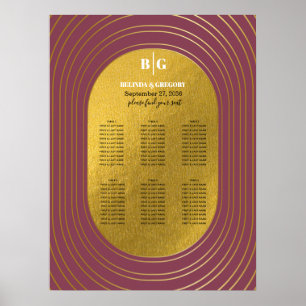 Rose Pink & Gold Modern Arch Wedding Seating Chart