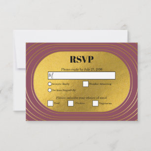Rose Pink & Gold Modern Minimalist Arch Wedding RSVP Card