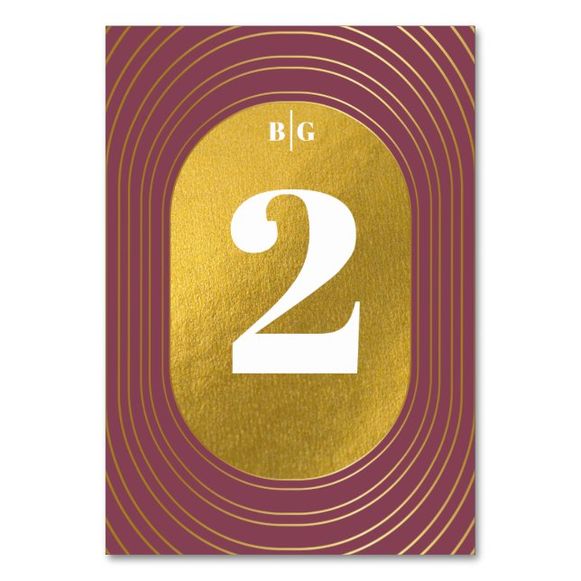 Rose Pink & Gold Modern Minimalist Arch Wedding Table Number (Front)