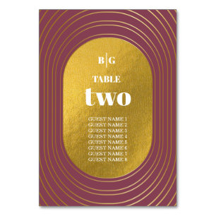 Rose Pink & Gold Modern Minimalist Arch Wedding Table Number