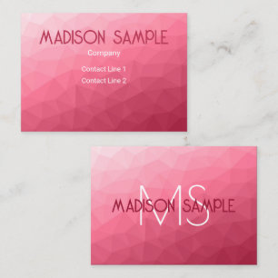 Rose pink Gradient Geometric Mesh Pattern Monogram Business Card