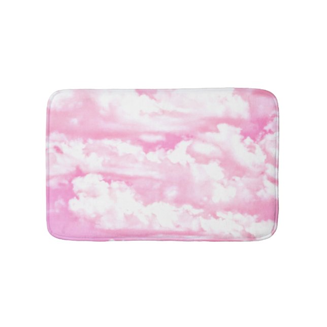 Rose Pink Happy Clouds Decor Bath Mat (Front)