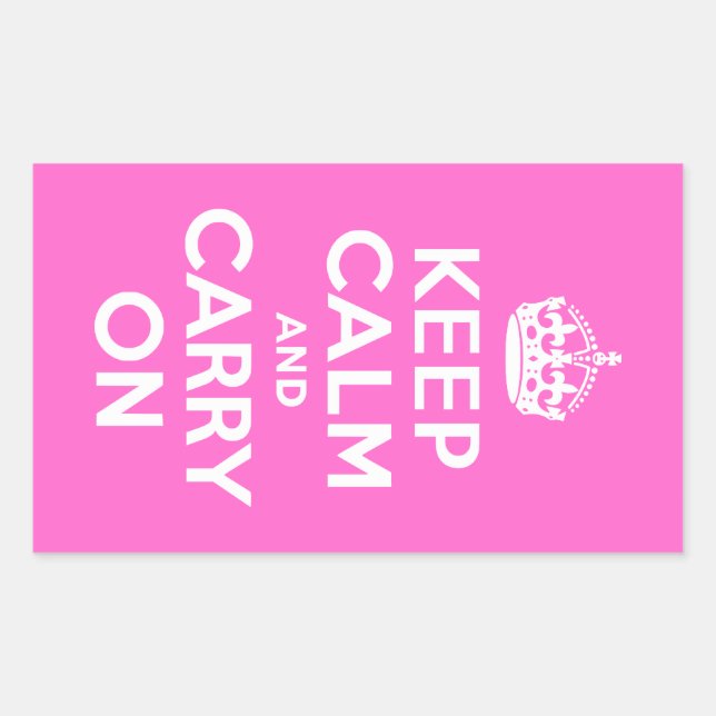 Rose Pink Keep Calm and Carry On Rectangular Sticker (Front)
