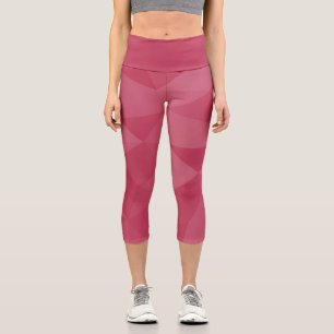 Rose pink light geometric mesh pattern capri leggings