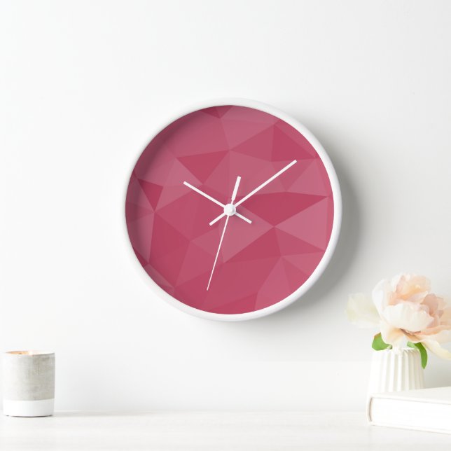 Rose pink light geometric mesh pattern clock (Home)