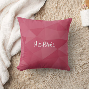 Rose pink light geometric mesh pattern Custom name Cushion
