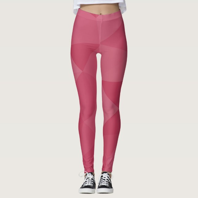 Rose pink light geometric mesh pattern leggings (Front)