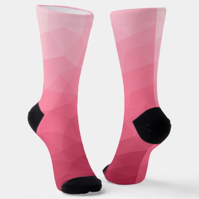 Rose pink light Gradient Geometric Mesh Pattern Socks (Angled)