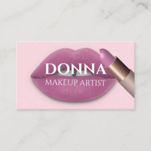 Rose Pink Lips QR Code Logo Makeup Lipstick Business Card