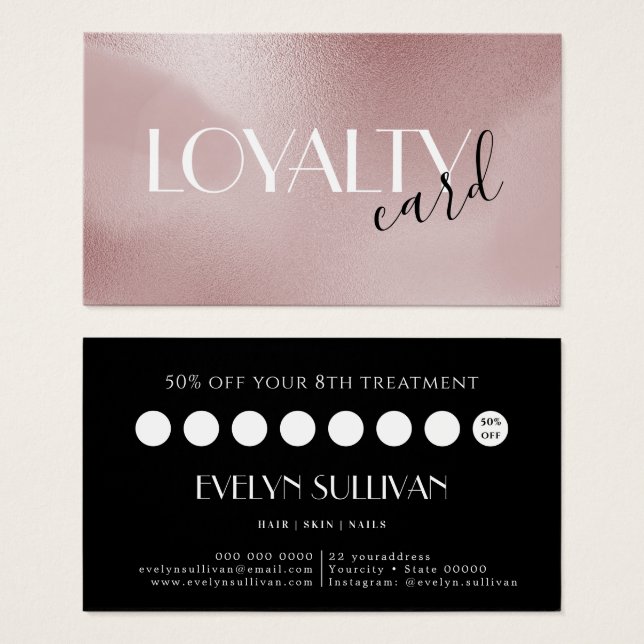 Rose pink loyalty card (Front & Back)