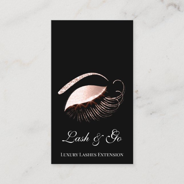 Rose Pink Makeup Artist Lash Extension Drips Black Business Card (Front)