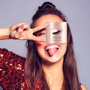 Rose Pink Makeup Artist Lashes Extension Microblad Square Business Card