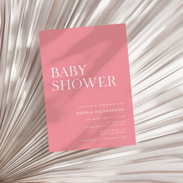 Rose Pink Minimalist Baby Shower Invitation (Creator Uploaded)