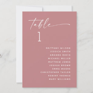Rose Pink Modern Minimalist Wedding Seating Chart Invitation