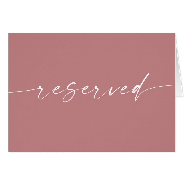 Rose Pink Modern Script Wedding Reserved Sign (Front Horizontal)